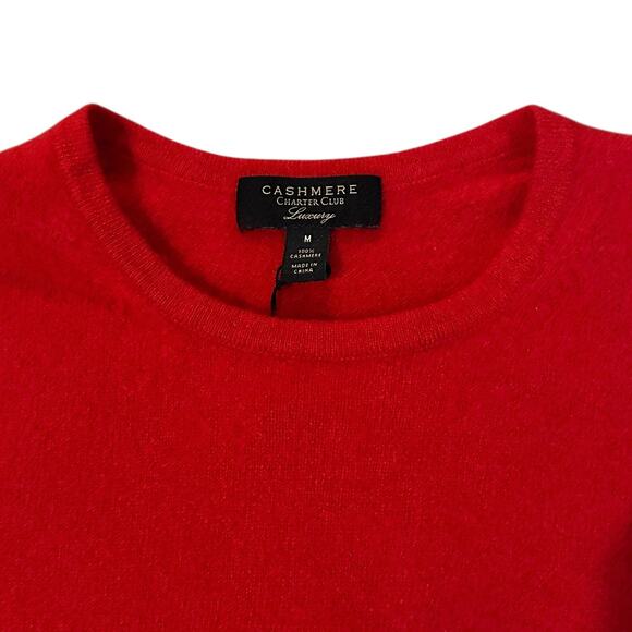 Charter Club Luxury 100% Cashmere Red Sweater Tagged M, Fits XS Holiday Xmas - Picture 3 of 8